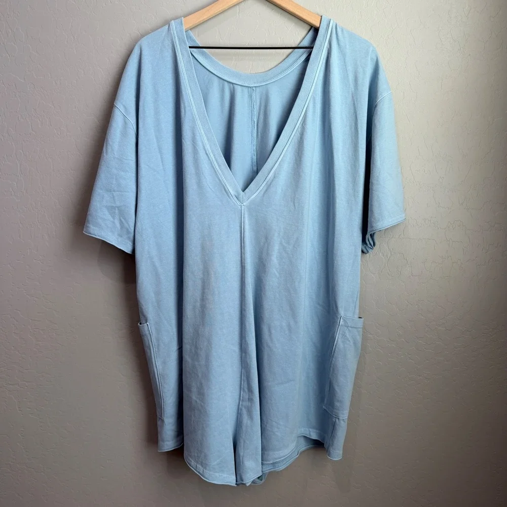 FP Movement Free‎ People Hot Shot Tee Romper Steel Blue Size Large NWT - Picture 8 of 8